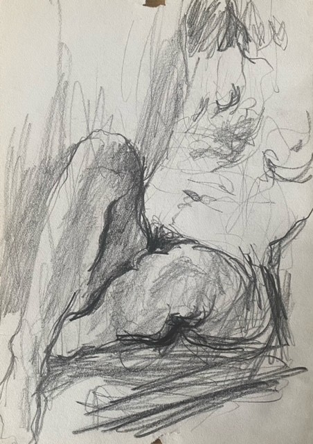 Study of models's knees, graphite on paper